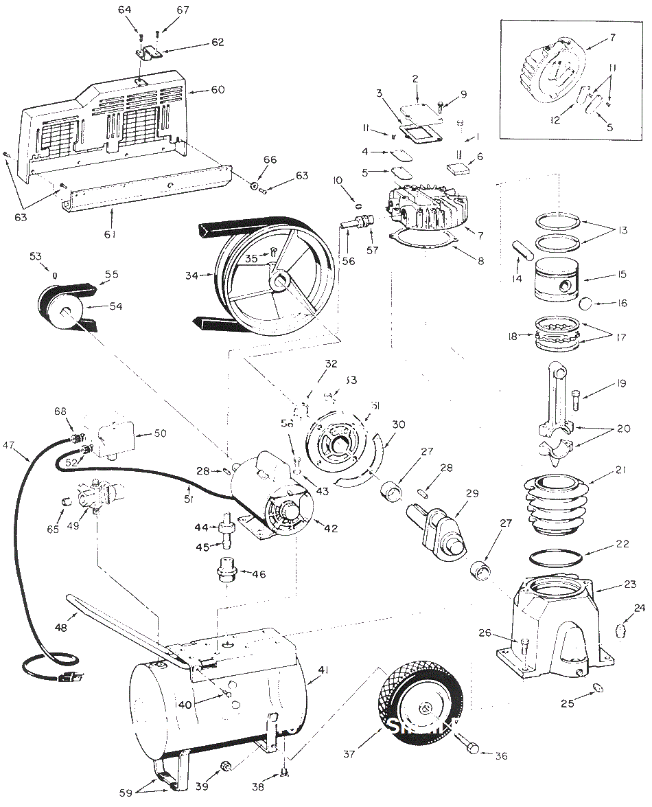 Air-Compressor Parts Diagram and Parts List for FL3303-03  Campbell Hausfeld Compressor